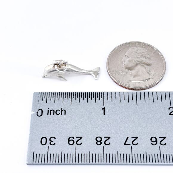 Vintage Sterling Silver 925 Dolphin Charm Pendant - Picture 10 of 10